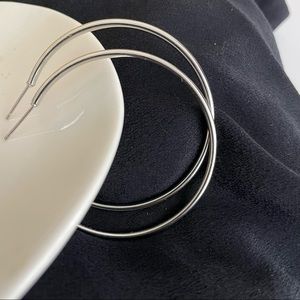 Essentials by A&B Consignment Two Inch Silver Hoop Earrings Hinge Closure